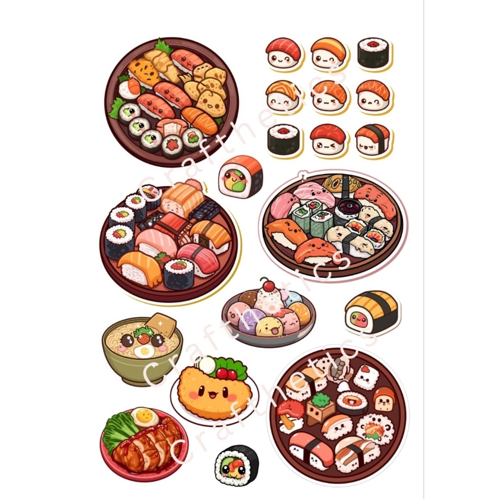 Cute Sushi and Japanese Food Digital Sticker