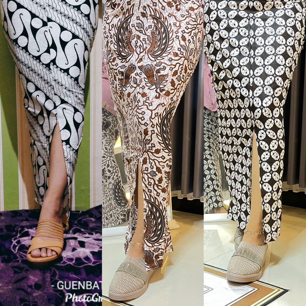 SPAN BATIK WHITE Rok span batik katun adem warna putih seri terlaris ukuran S sampai 5XL panjang 100