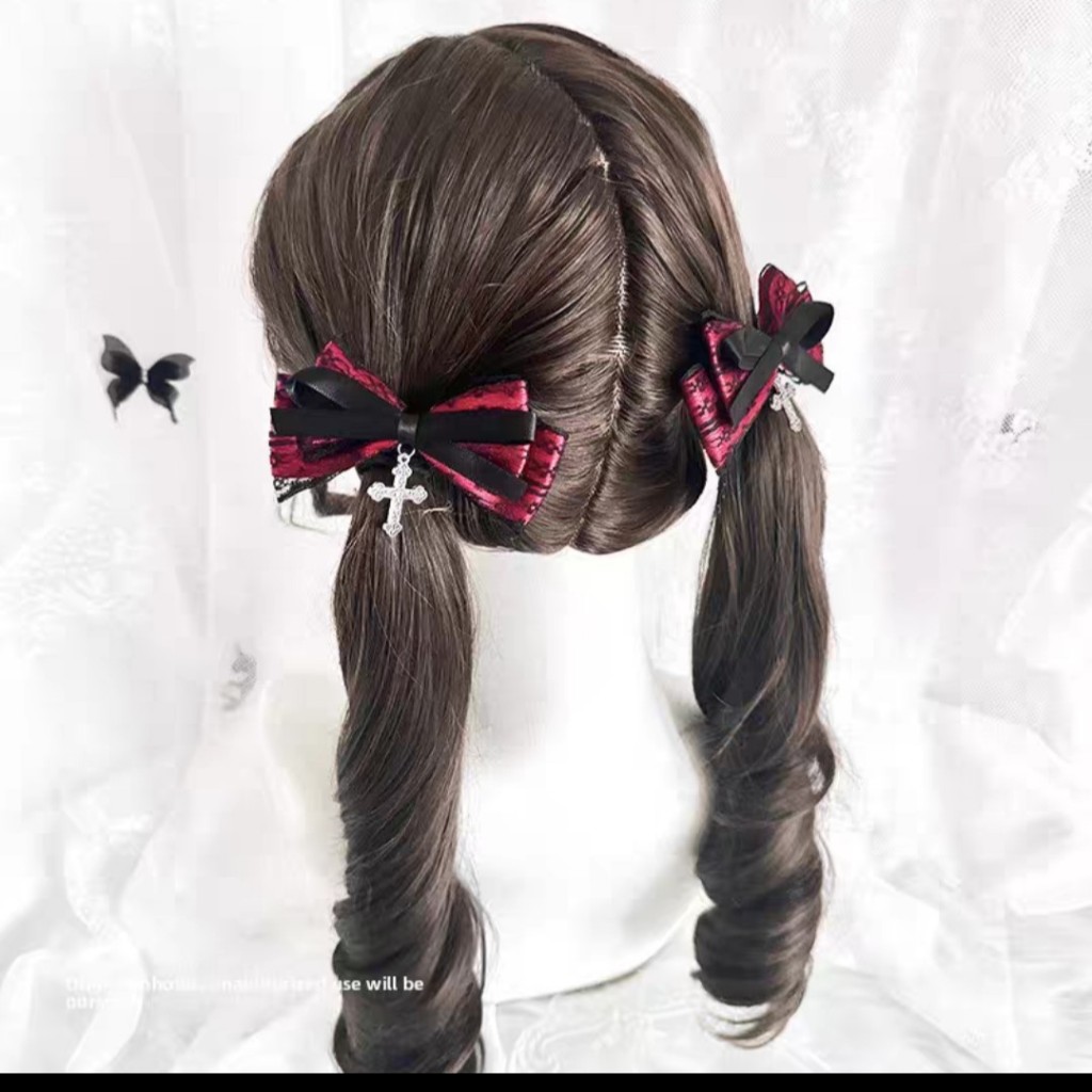 lace style cute cross bow hairpin