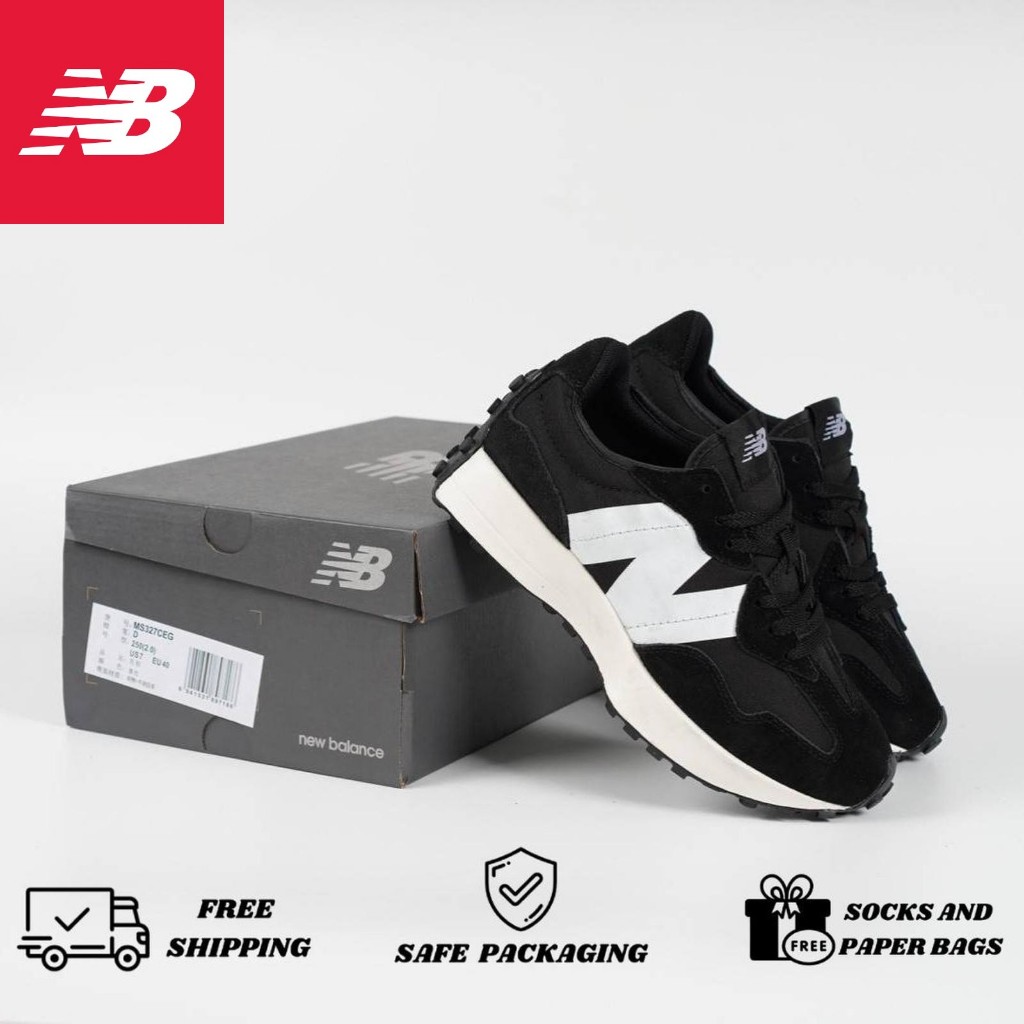 Sepatu New Balance 327 Black White Original Pria Wanita NB 327 Premium Sneakers Import