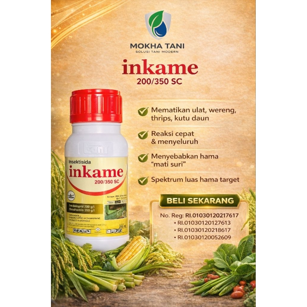 Inkame 250 ml, 200/350 SC Imidakloprid 200g/L + Bifentrin 350g/L Insektisida Ampuh Basmi Hama Sekali