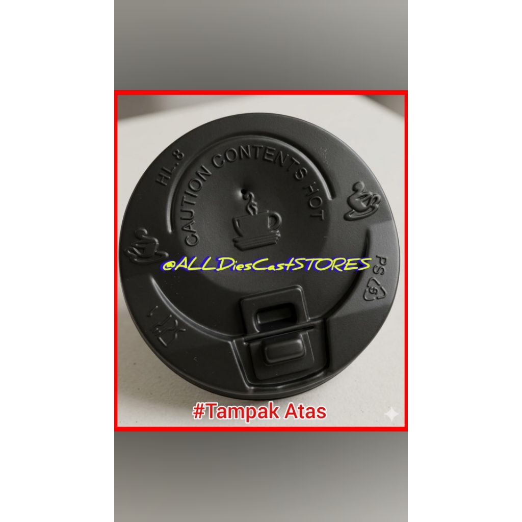 TUTUP Gelas Minuman PANAS(LID HOT CUP) Warna Hitam Untuk Gelas Kertas(Paper Cup) Ukuran 8 oz cocok u