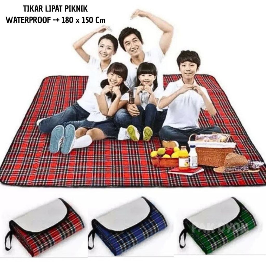 Tikar Piknik / Tikar lipat kotak kotak waterproof