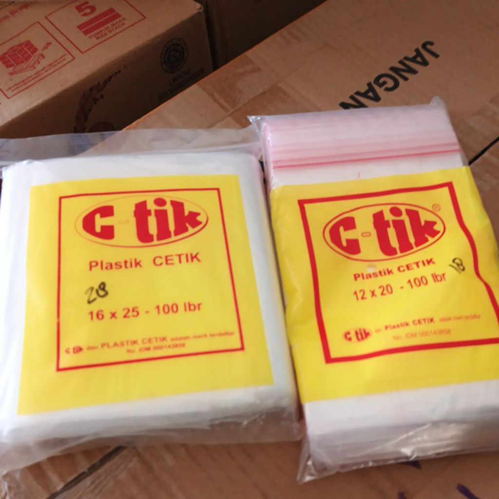 100 Lembar Plastik Klip Transparan C-tik 12x20 & 16x25 - Tahan Air, Kuat, dan Praktis