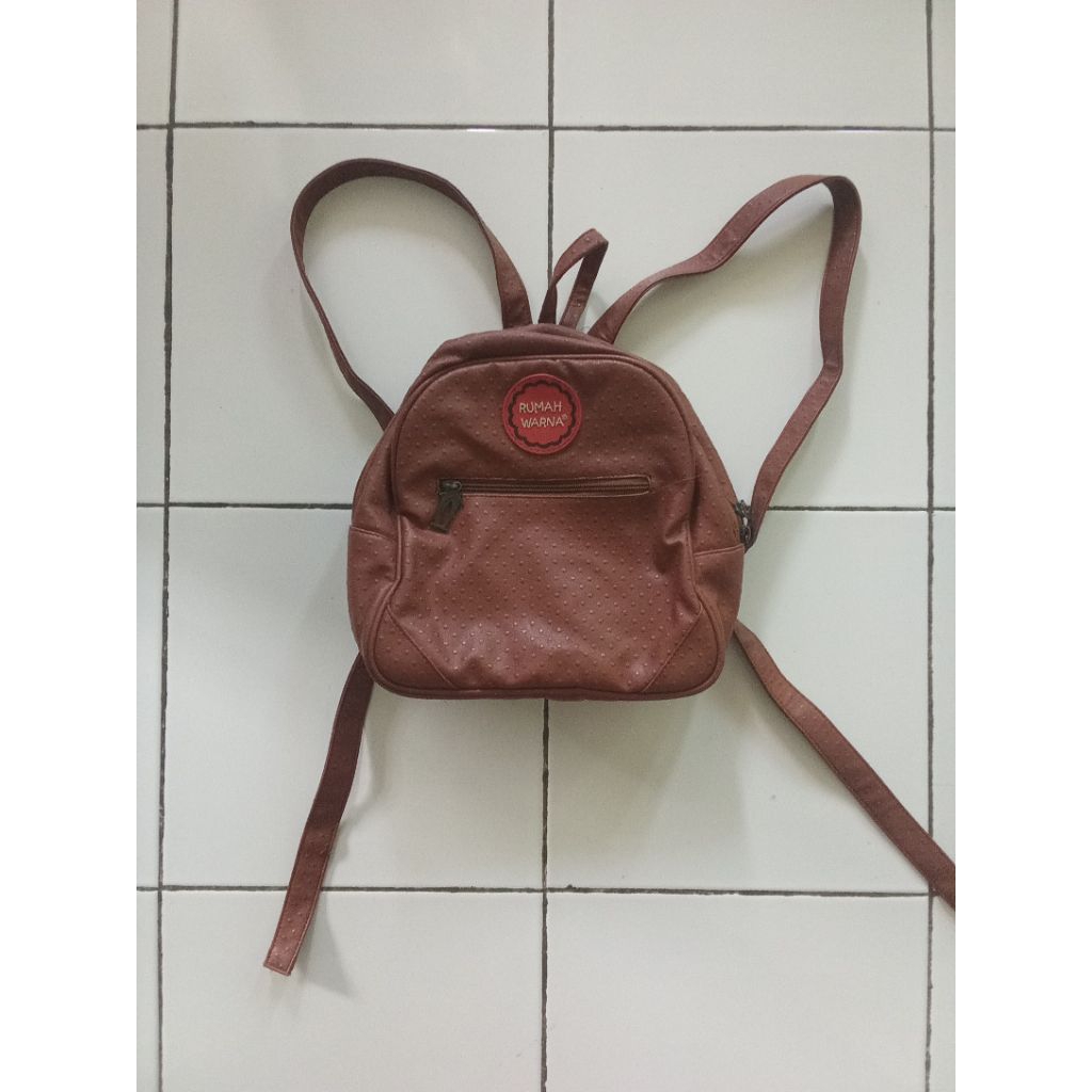 preloved tas ransel rumah warna bahan kulit