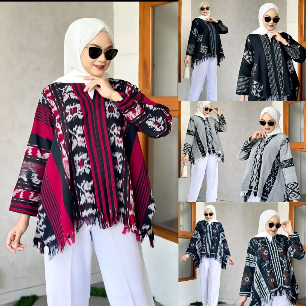 Blouse Tenun Troso, Baju Atasan Blouse Tenun Troso, Baju Blus Kerja Kantor Formal Tenun 83