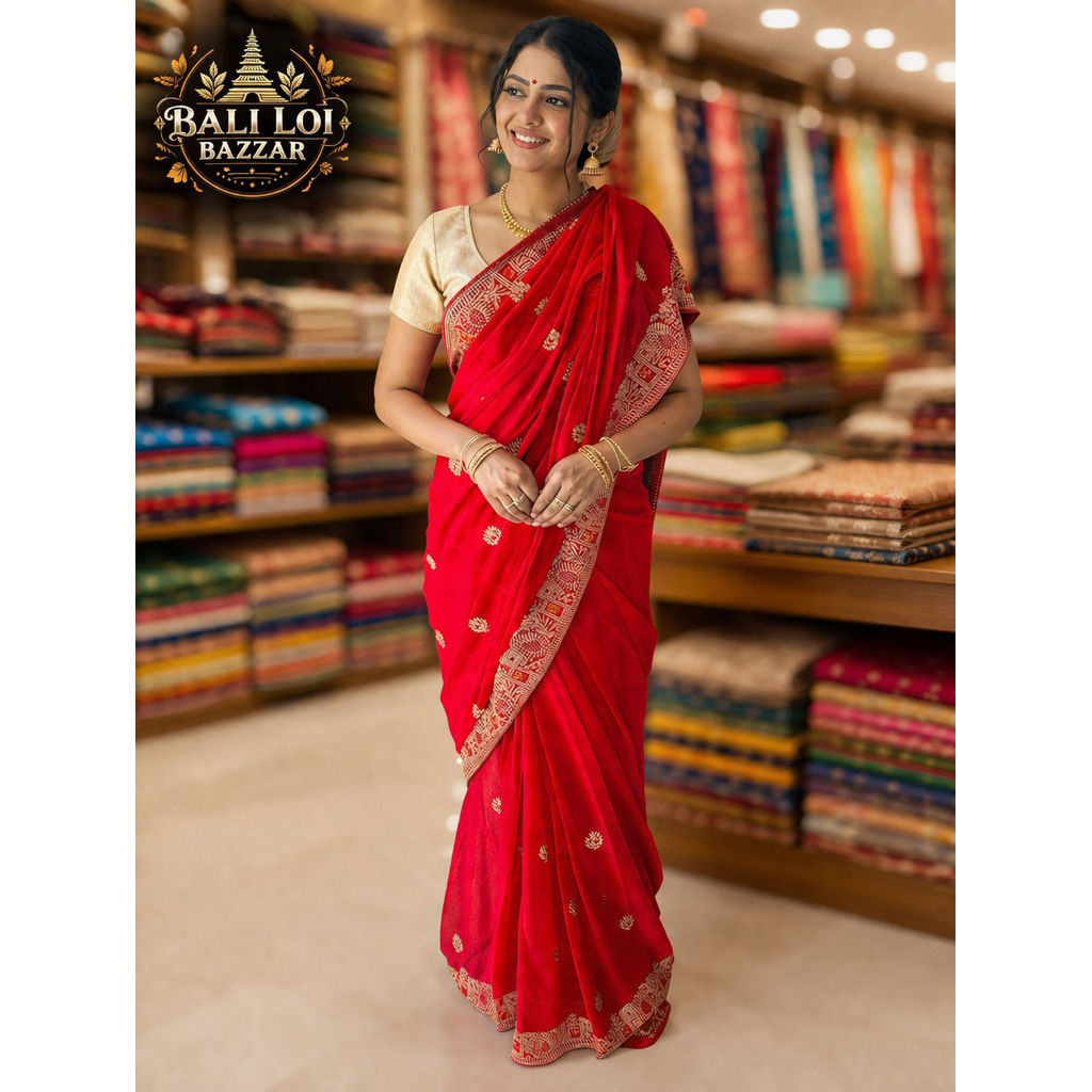 “Sari Pengantin Merah – Sari Nikah India – Bridal Saree Wedding Premium