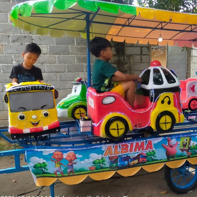 Kereta Panggung Odong Tayo & Robocar Full Musik & Lampu, Wahana Anak Seru