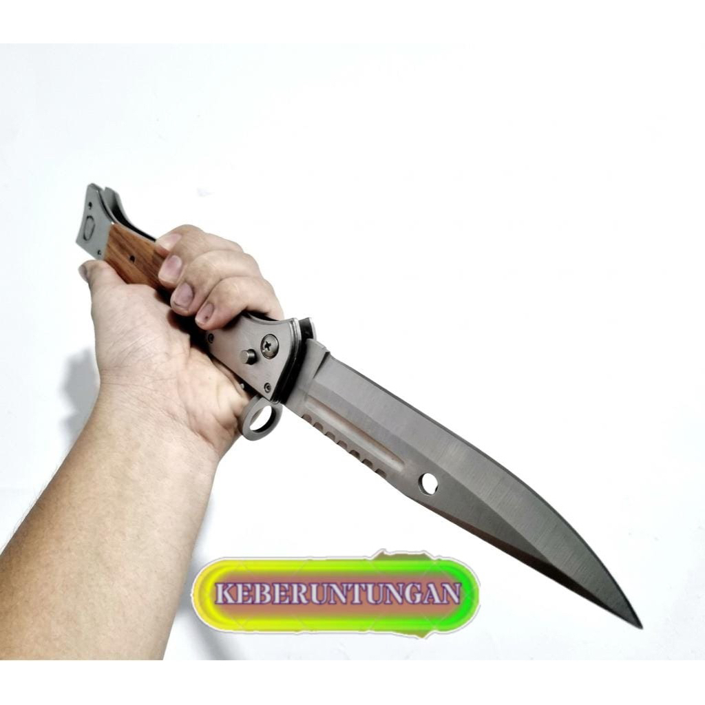 Pisau Survival Lipat Baja Outdoor Besar 14 Inch Automatic Knife