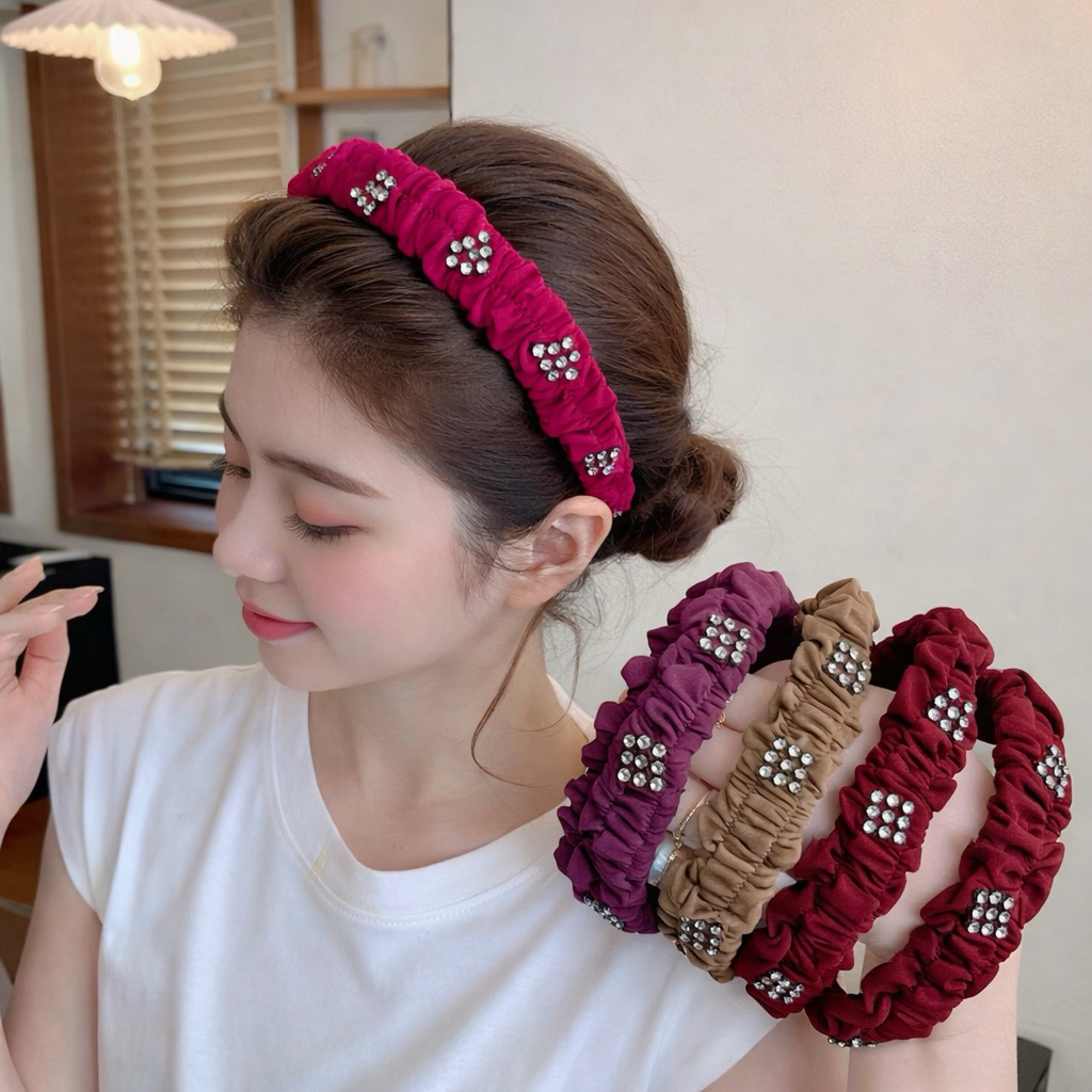 Bandoku - Bando Nagita Kerut Mutiara New Bando Wanita Mute Bando Nagita Kerut Mutiara Super Premium 