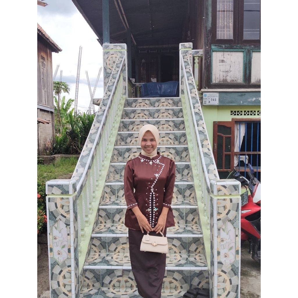 TERBARU satu set kurung melayu wanita baju pesta kondang pakaian adat melayu