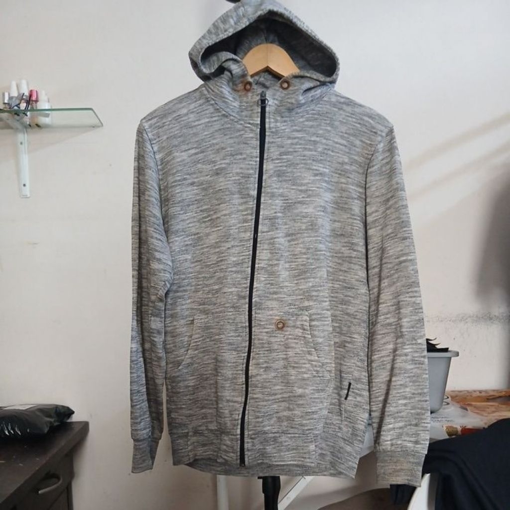 Crewneck sweater katun hoodie warna abu tektur BROTHER BROSS second Original size L ld 110cm Pjg 70c