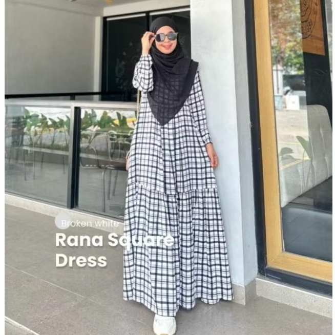 GAMIS RANA DRESS SQUARE (GAMIS MOTIF KOTAK) // DRESS RANA KOTAK AURORA // GAMIS MOTIF RAYON SQUARE