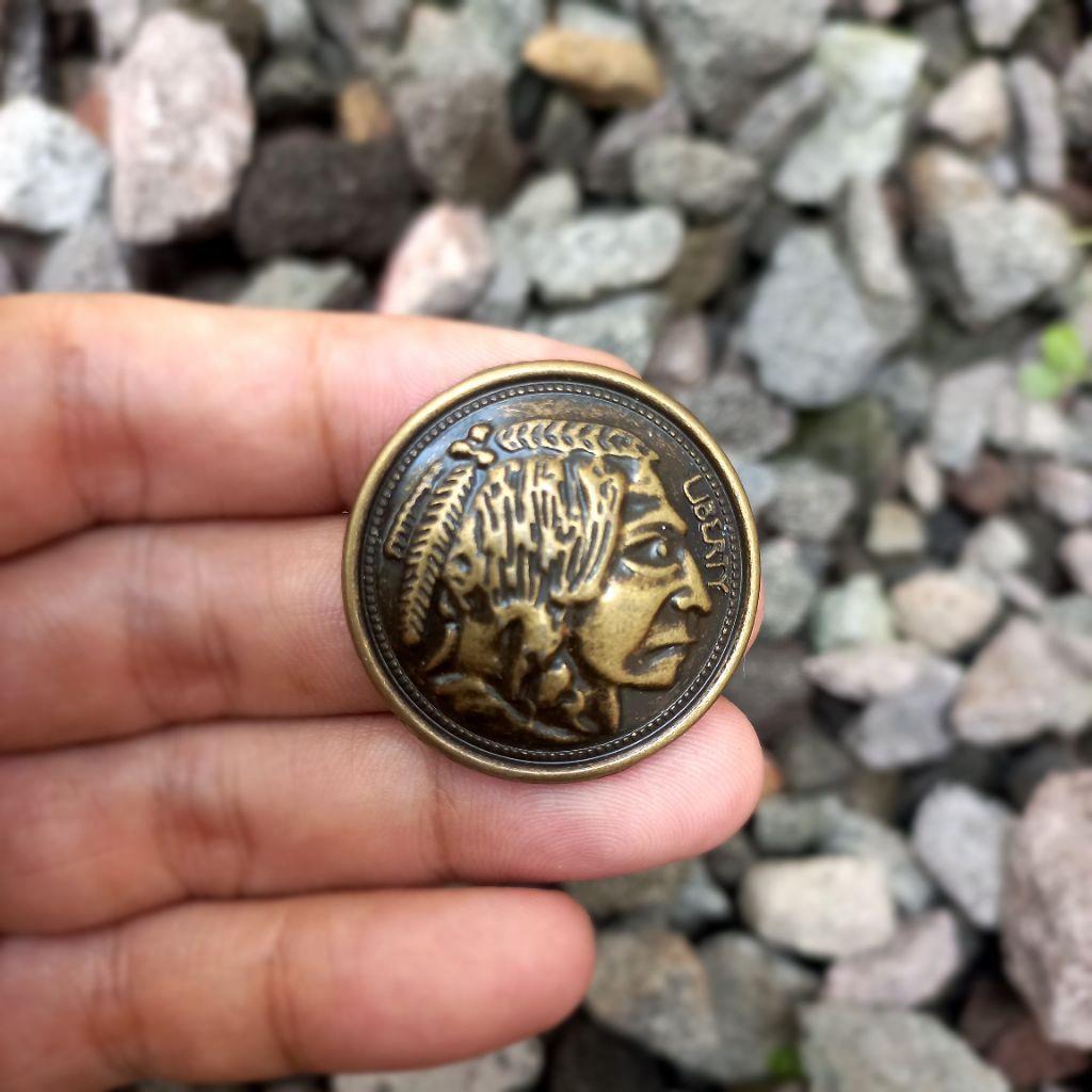 Classic Indian Face Liberty Pattern Coin Button Screwback Concho | Leather Craft Accessories