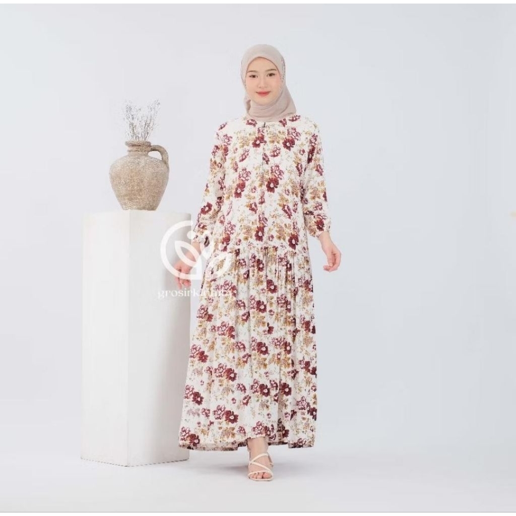 SAFFIYA DRES // MAXI KATUN MOTIF BUNGA PREMIUM ORI GROSIR KLAMBY