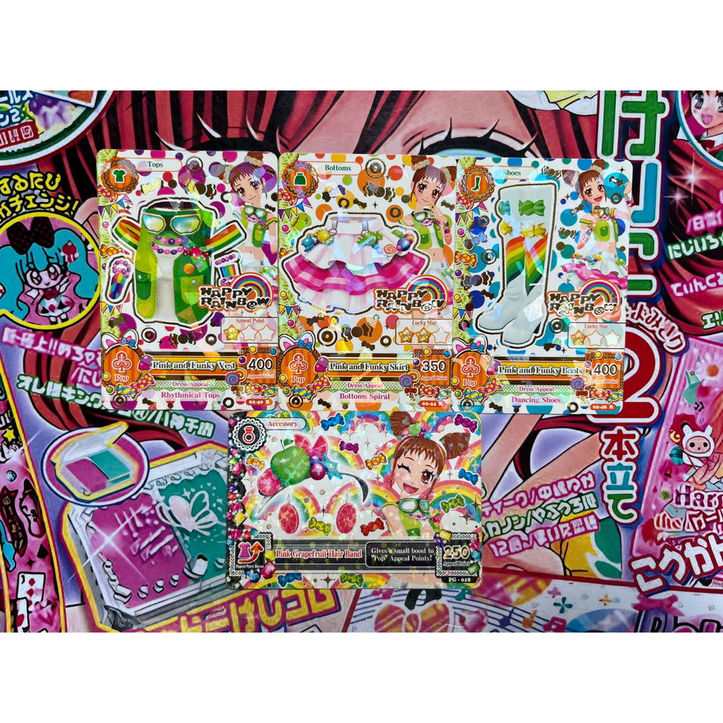 Kartu Aikatsu Happy Rainbow Pink and Funky Coord Otome Arisugawa Accessories Promotion Card Season 1