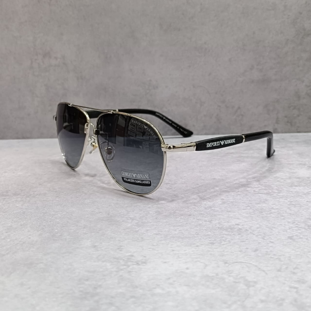 Kacamata Emporio Armani EA 10002 Aviator - Kacamata Hitam Pria Polarized Anti UV