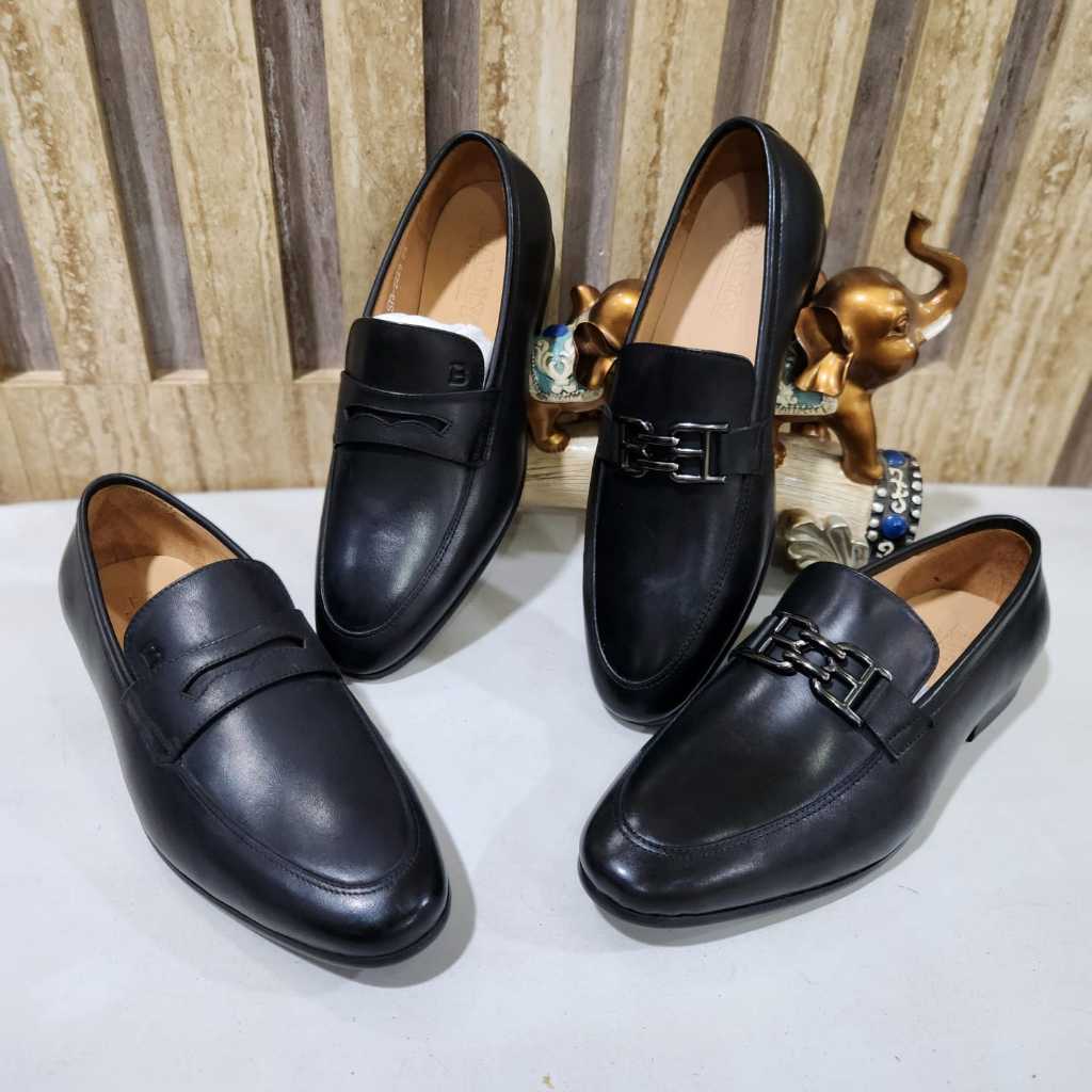 Sepatu Pantofel Bally Pria Formal Shoes Hitam Kulit