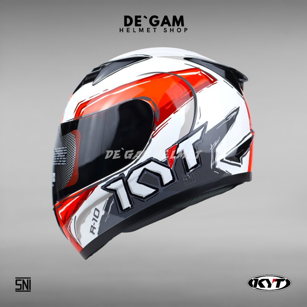 KYT R-10 Motif #6 - White/Red - Helm Full Face