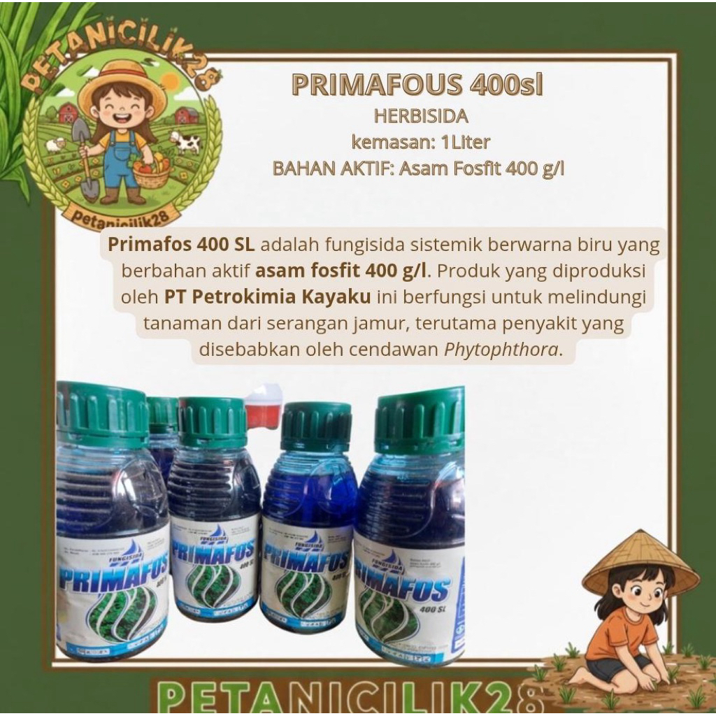 Fungisida Primafos 400SL 1Liter - Sistemik, Pencegah Busuk Batang, Imunisasi Tanaman