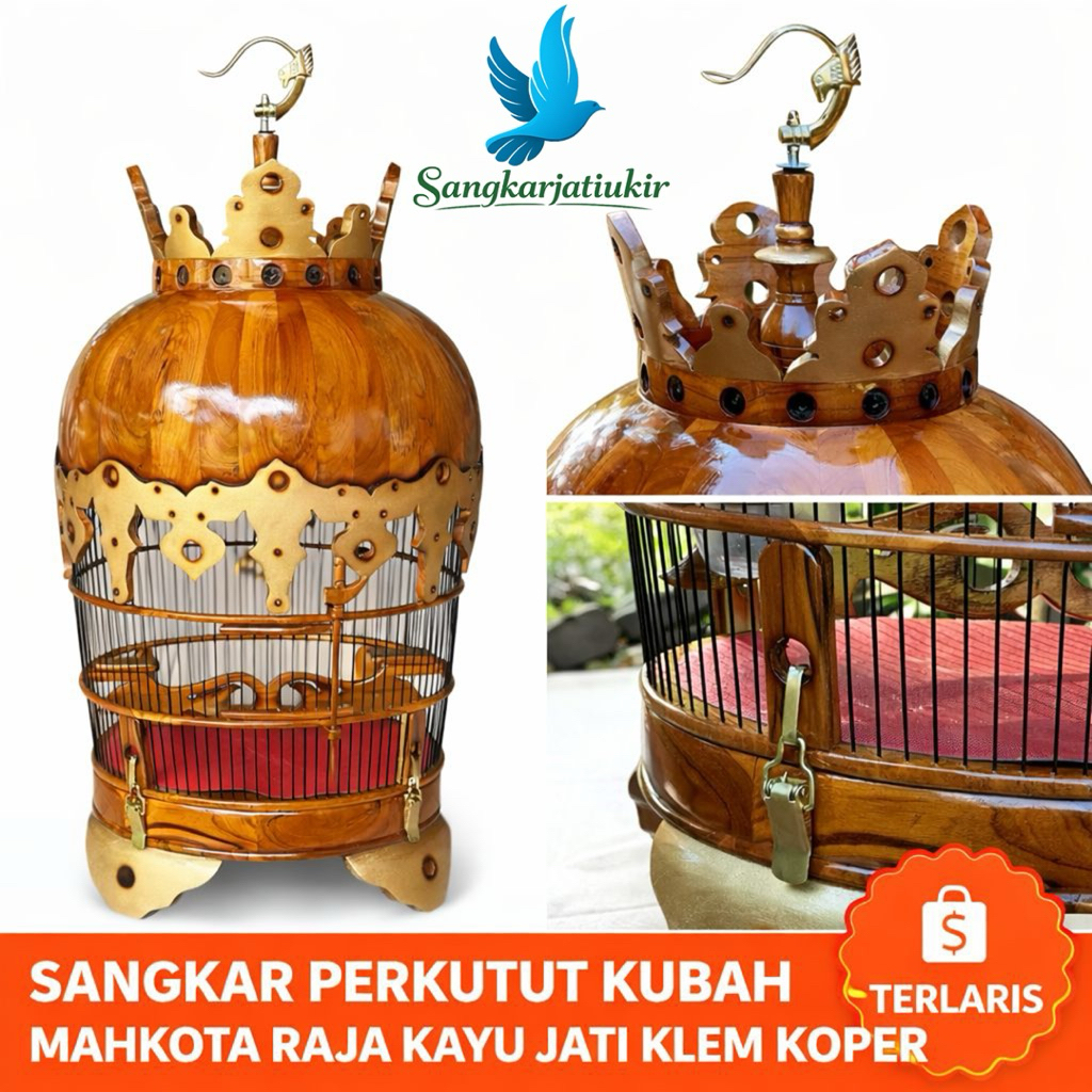 Sangkar Perkutut Kubah Mahkota Raja Jati Asli – Model Elegan Klem Koper Terlaris