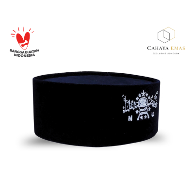 Peci Kopiah Songkok Lukis Logo NU Perak Silver Bludru Hitam Premium Tinggi 8 9 10 Anak Dewasa COD