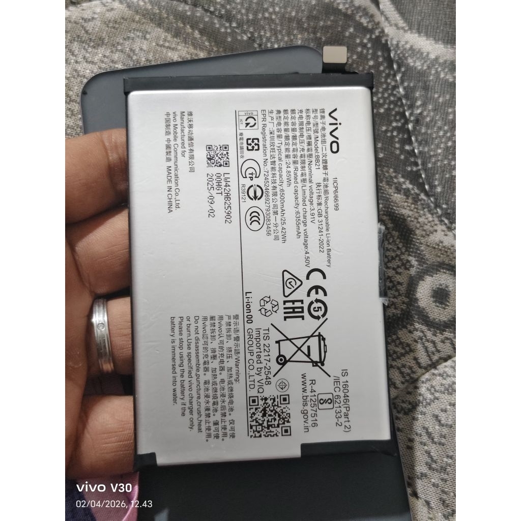 BATERAI VIVO Y21D BB21 ORI CABUTAN