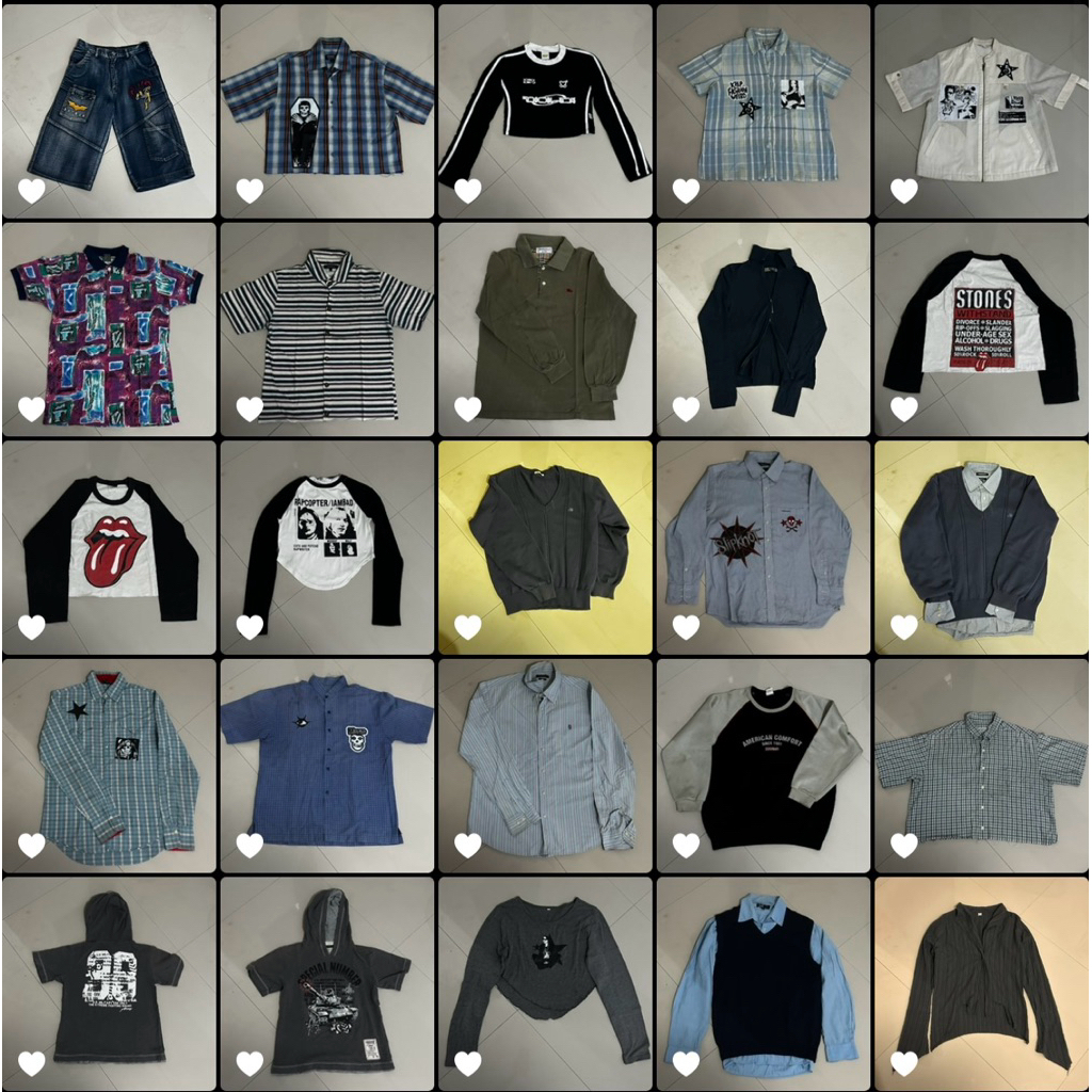 (BATCH 2) kemeja boxy rework oneset grunge jorts croptop y2k the rolling stones hoodie knit doublezi