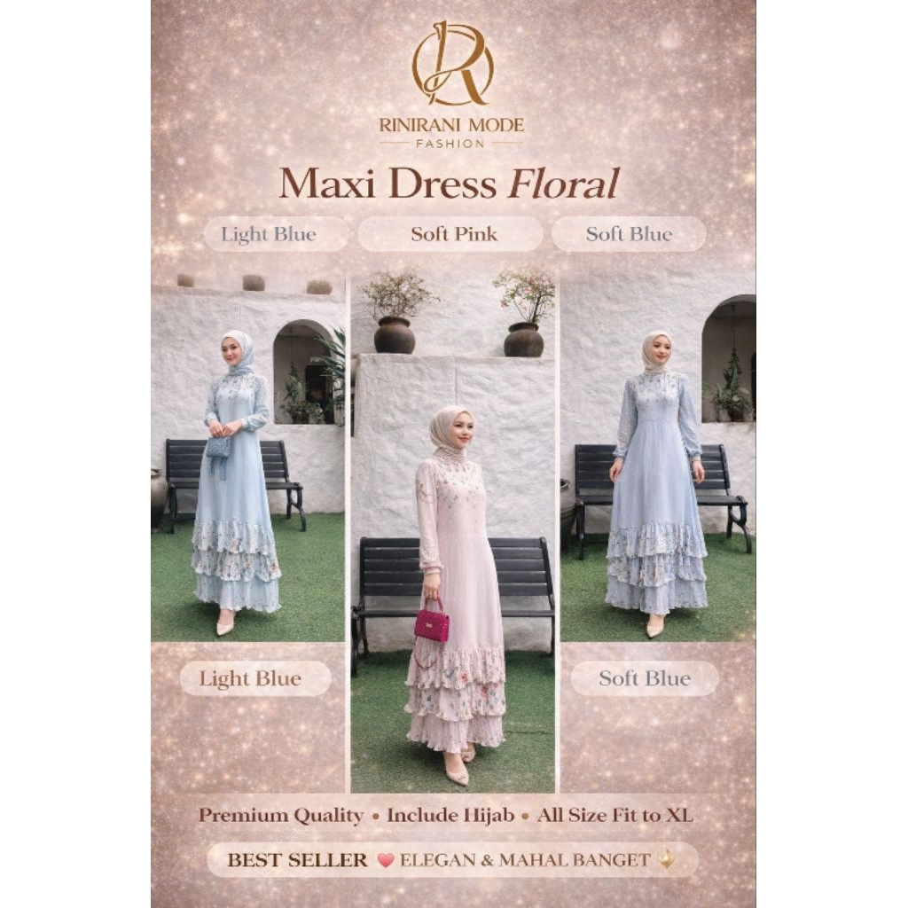 Gamis Katun Silk Premium 3 susun | Dress maxxie BKK Bangkok | Gamis Viral | Dress Muslim. Wanita Kek
