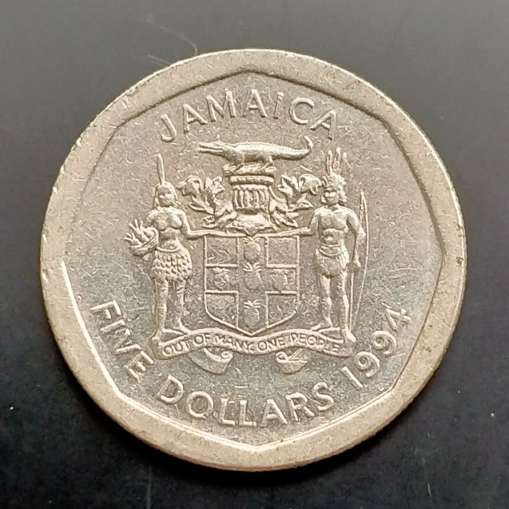 Koin Kuno Jamaica 5 Dollar tahun acak