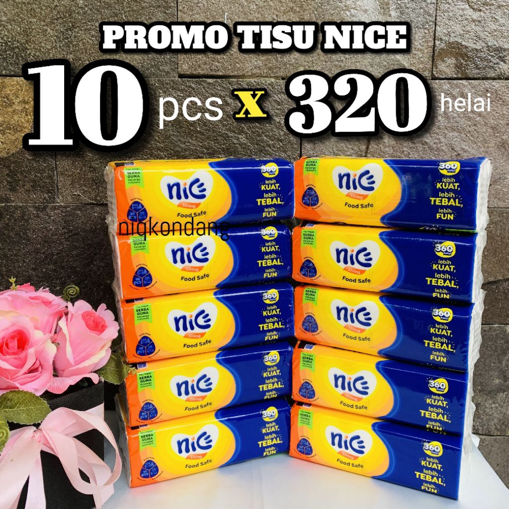 PROMO 10 pack TISU NICE TISSUE WAJAH 320 HELAI BARU
