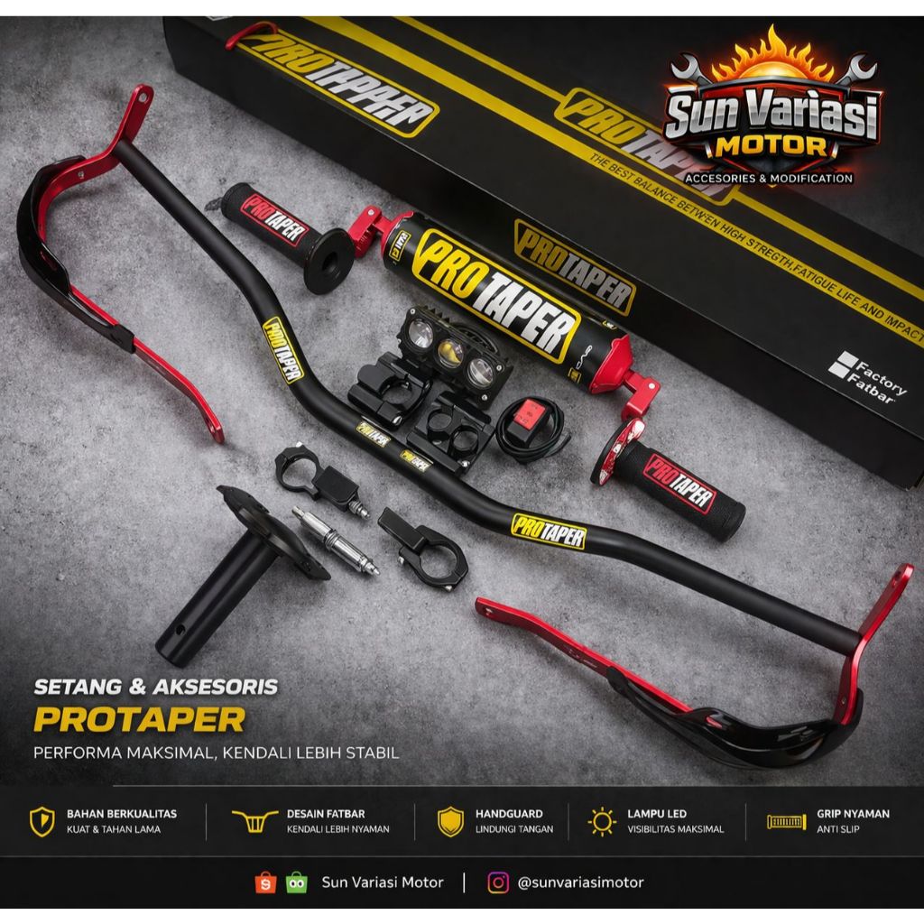 Paketan Hemat Stang Protaper Tipe Low Plus Raiser Stang Plus Busa Stang Set Plus Handguard Cover Plu