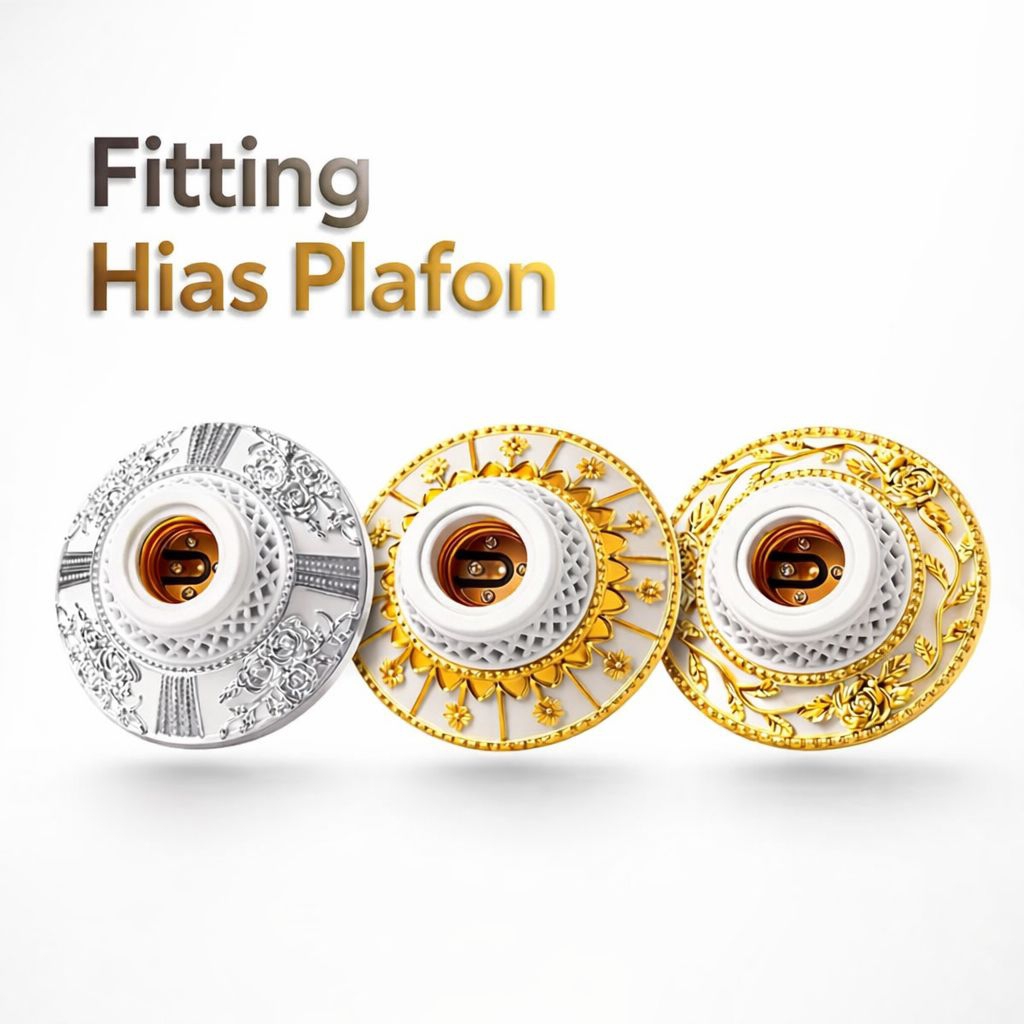 Fitting Lampu Hias Plafon PVC 14 CM Dekorasi Motif Hias Tempel E27 Silver/Gold Sou Sei Fitting Bohla