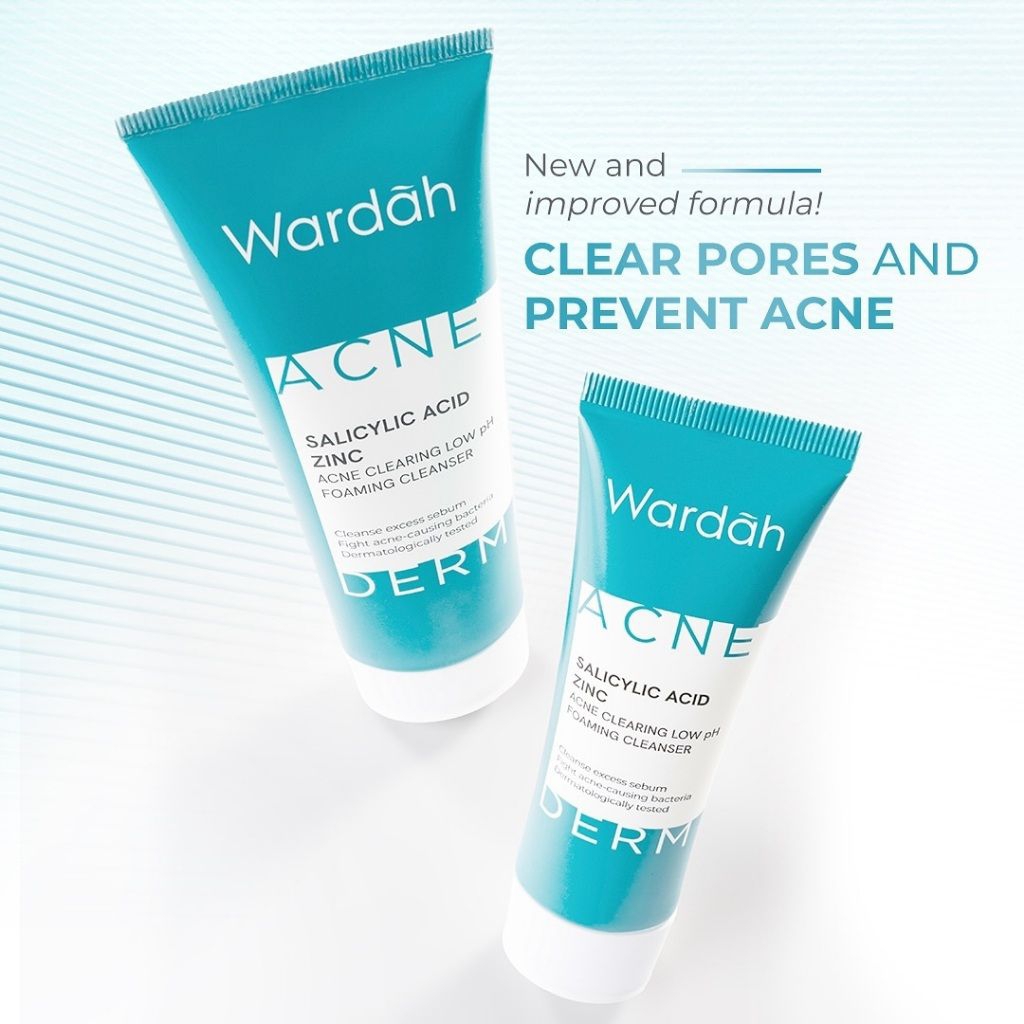 Wardah Acnederm Salicylic Acid Zinc Acne Clearing Low pH Foaming Cleanser Sabun Cuci Muka Anti Jeraw