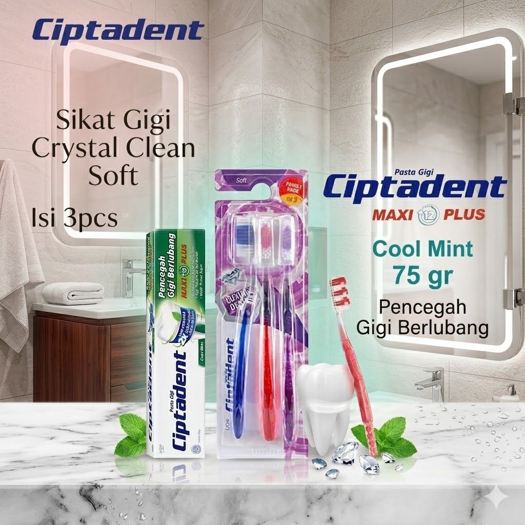 (pasta gigi ciptadent + sikat gigi ciptadent )