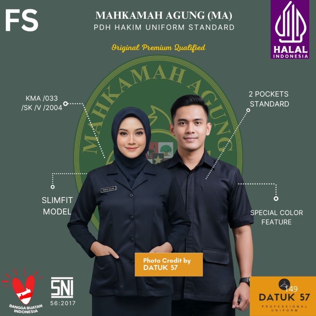 [FULL SET] Datuk57 Premium : Seragam Kemeja Atasan Bawahan PDH Hakim Mahkamah Agung Pejabat Struktur
