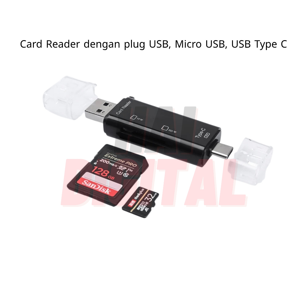 Elough - Card Reader OTG USB 2.0 Micro Type C OTG Pembaca Kartu SD Card SDHC MicroSD