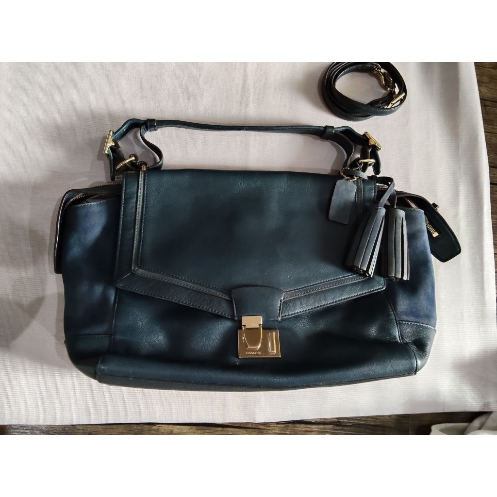 Shoulder bag with strap, auth coach, navy