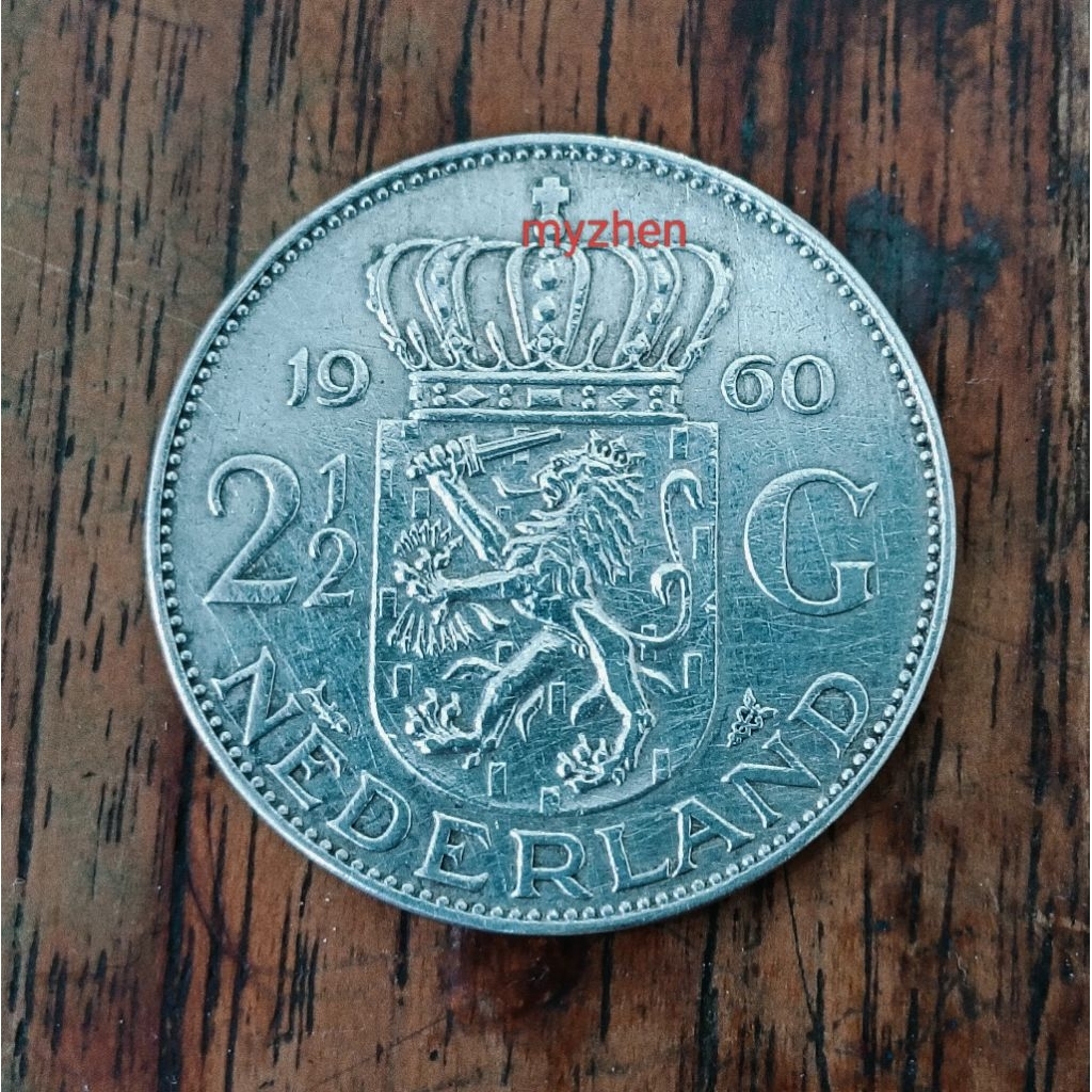 koin perak 2,5G Juliana Nederland 1960 asli