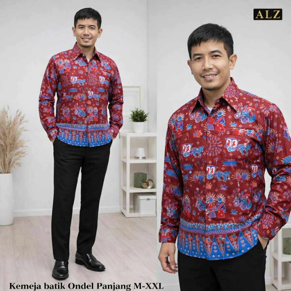 Pria Batik Ondel Kemeja Pria Batik Ondel lengan panjang-Batik Ondel Printing semisutra pradda Ondel 