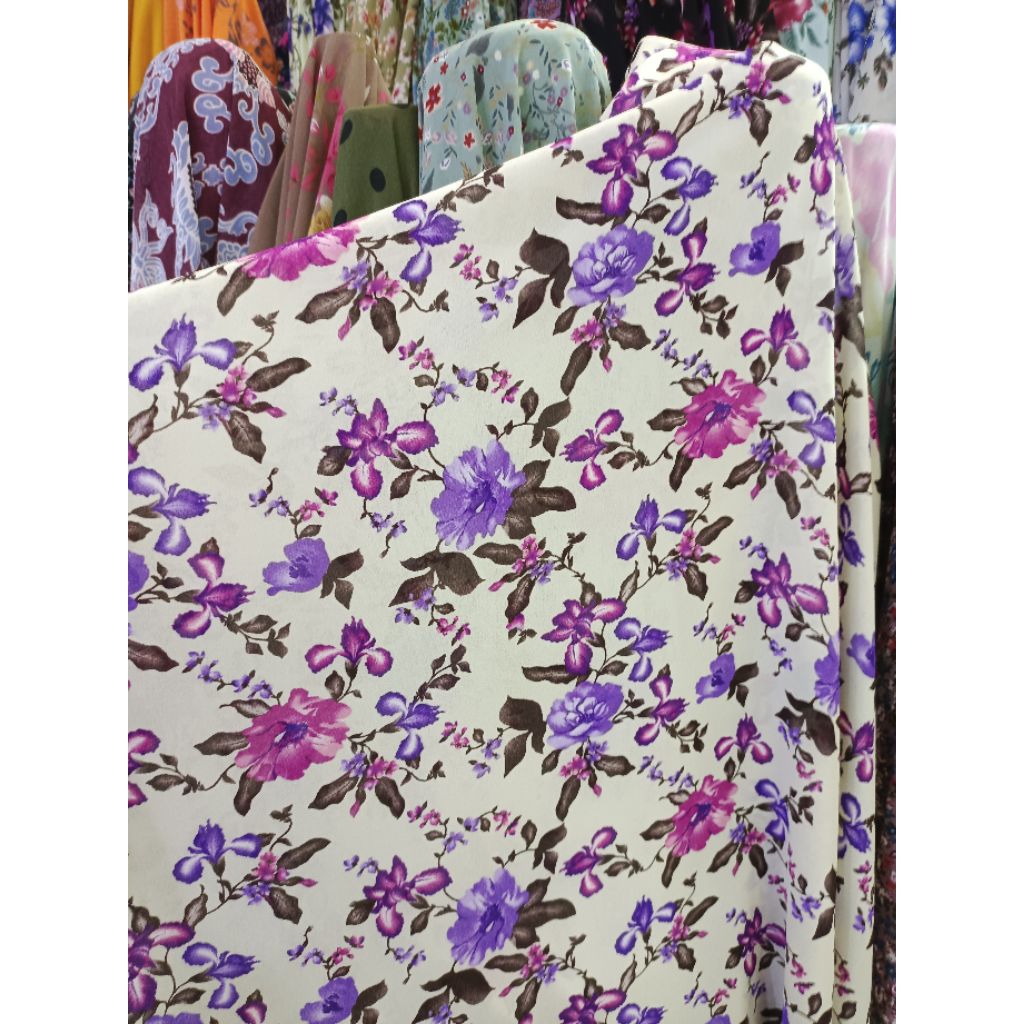 Kain Siffon Babydoll motif bunga Cerah - kain Meteran import - Kain sifon Murah fashion kekinian - k