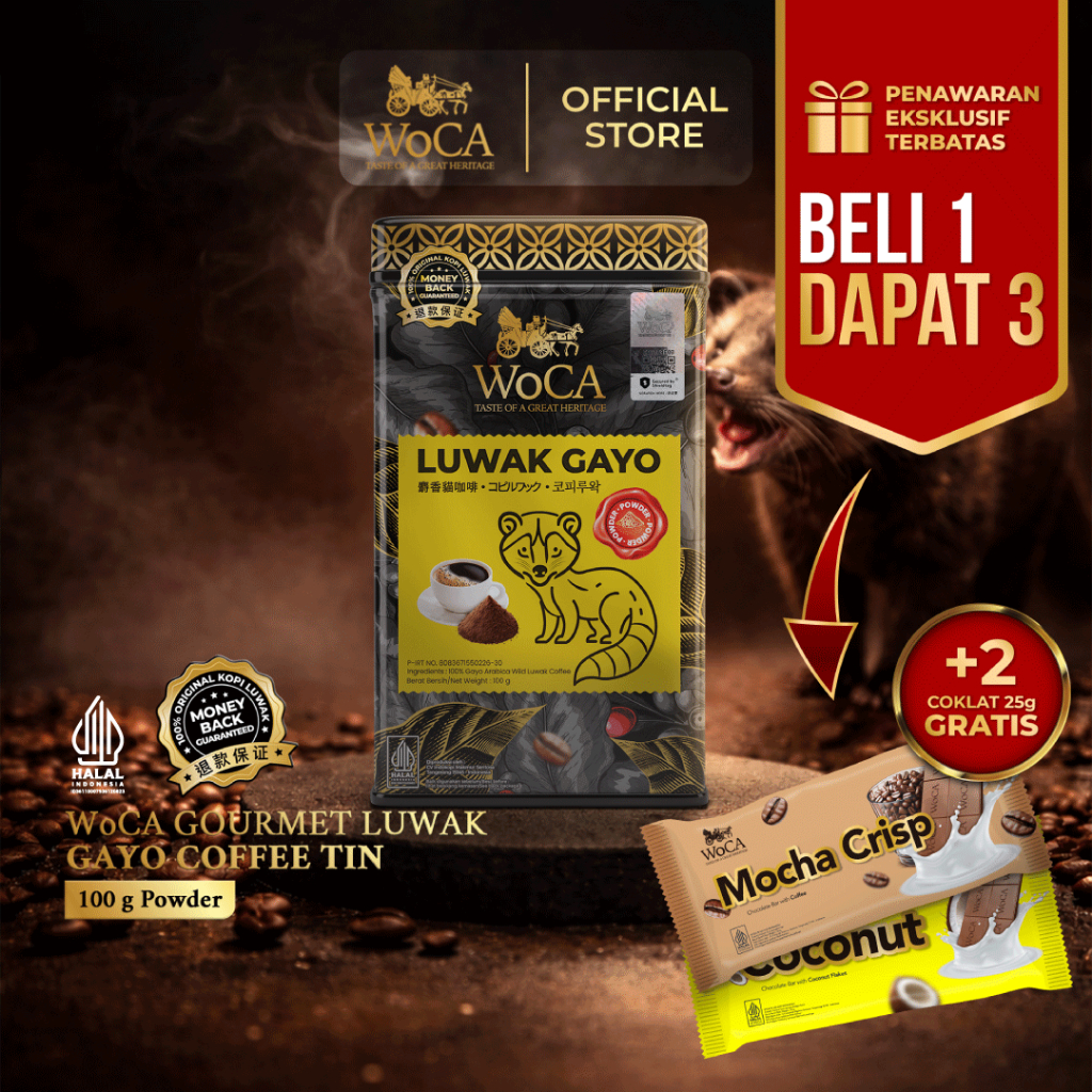 WoCA Gourmet Luwak Gayo Coffee Tin - Powder 100gr