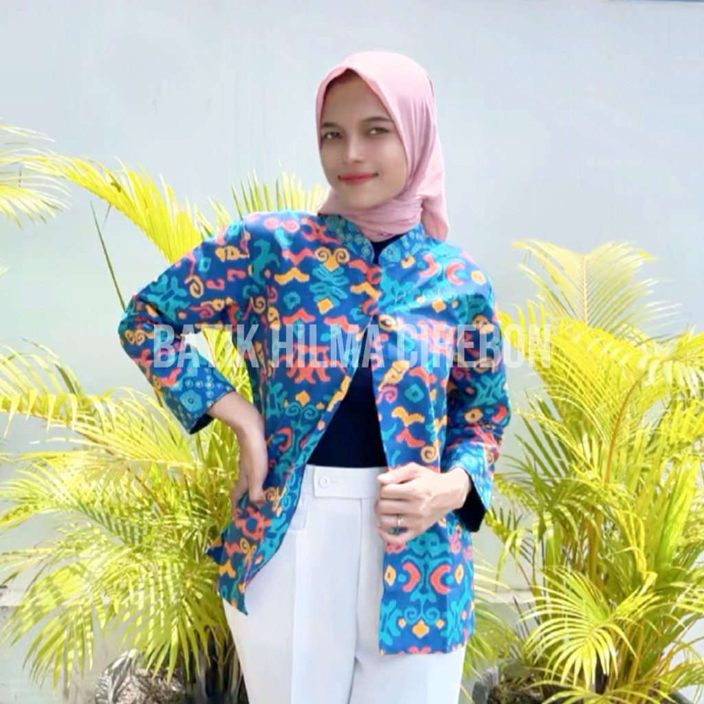 [BATIK HILMA] POP UP Blazee Motif Songket | Batik Kerja Batik Kuliah | Blazer Remaja | Batik Trusmi 