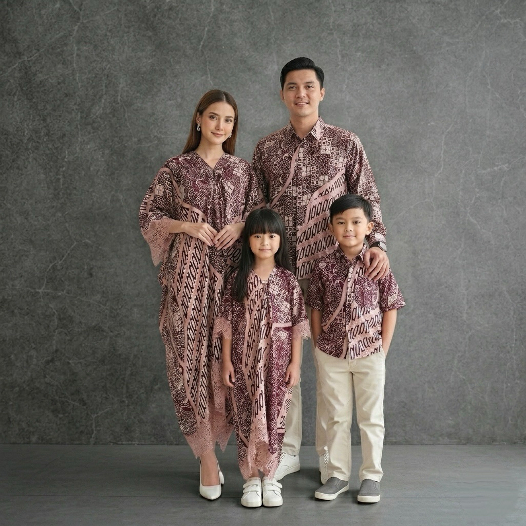 AIRA BATIK - Kamelia Kaftan Sarimbit Series Lebaran Family Set Raya Modern Premium