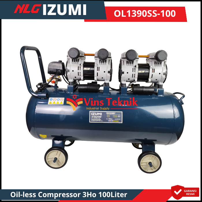 NLG IZUMI OL1390SS-100 Mesin kompresor Udara Oil-less Compressor 3HP 100L OL 1390SS-100