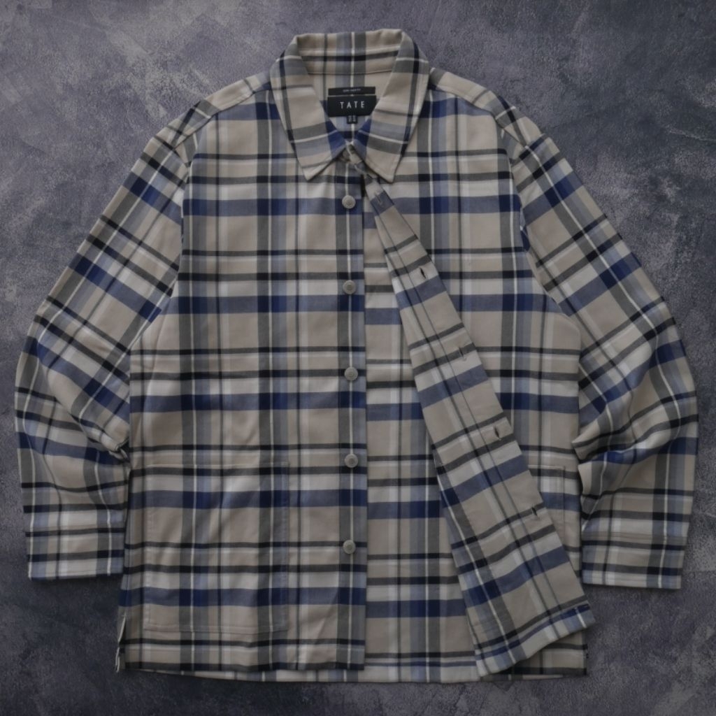 Tate Mens Oversized Check Plaid Shacked Work Coach Jacket Casual