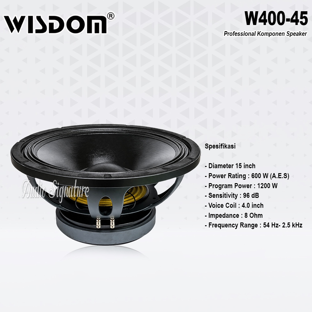 Komponen Speaker 15 Inch WISDOM W40045 | W400 45 | W 400 45 Original