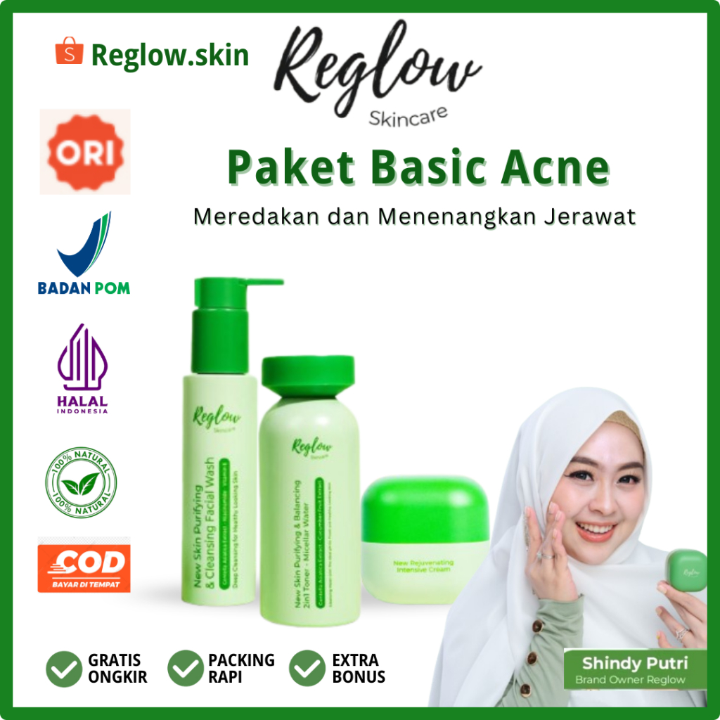 Paket Acne Reglow untuk Kulit Berjerawat dan Bruntusan Skincare Reglow Original Aman BPOM