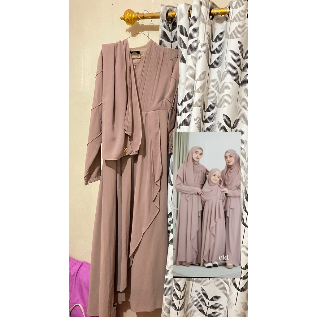 preloved gamis edelyn set pashmina by kazami store