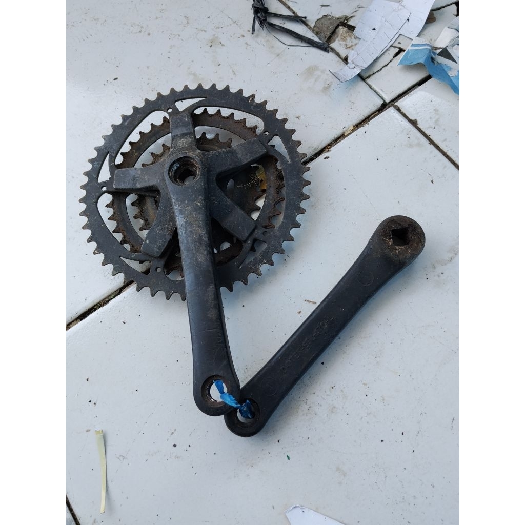 CRANK DOTEK-SPL-170 SEPEDA MTB FEDERAL JADUL 3 SPEED 28-38-48T gigi masih tumpul drat aman istimewa